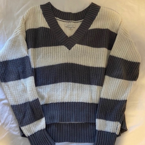 American Eagle Cropped Knit Striped Sweater - Picture 1 of 1